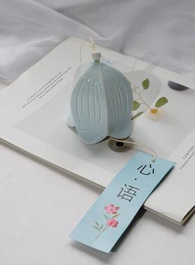 日式家居和风铃兰花陶瓷风铃挂饰 庭院子装饰品 手工创意景区货源