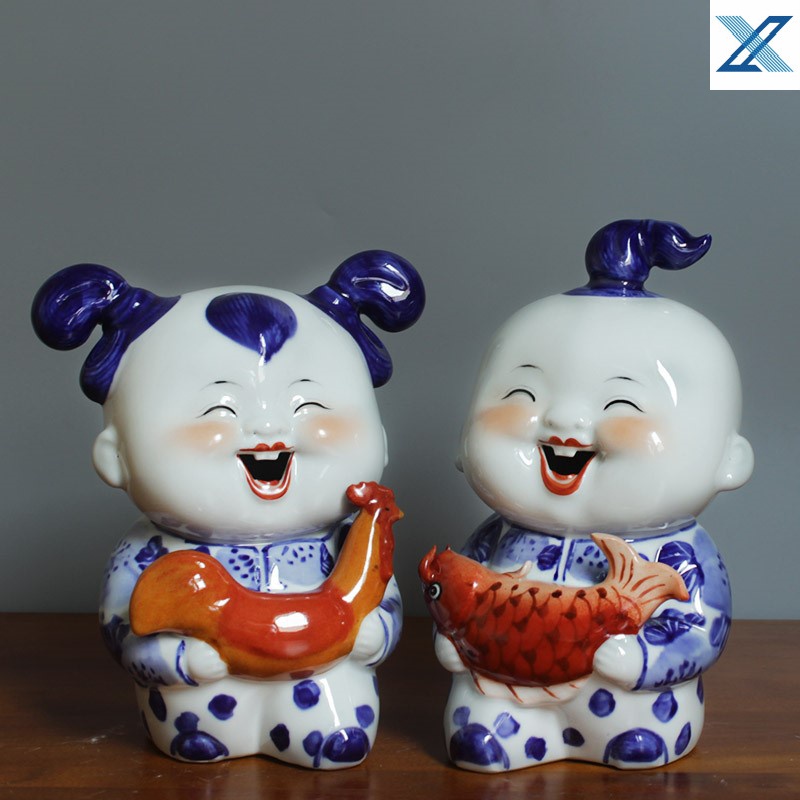 陶瓷摆件古典中国风陶瓷娃娃可爱公仔小摆件人物品家居 - 图0