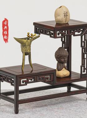 红酸枝桌面小花架花几博古架花盆花瓶摆件工艺品迷你红木盆景托架