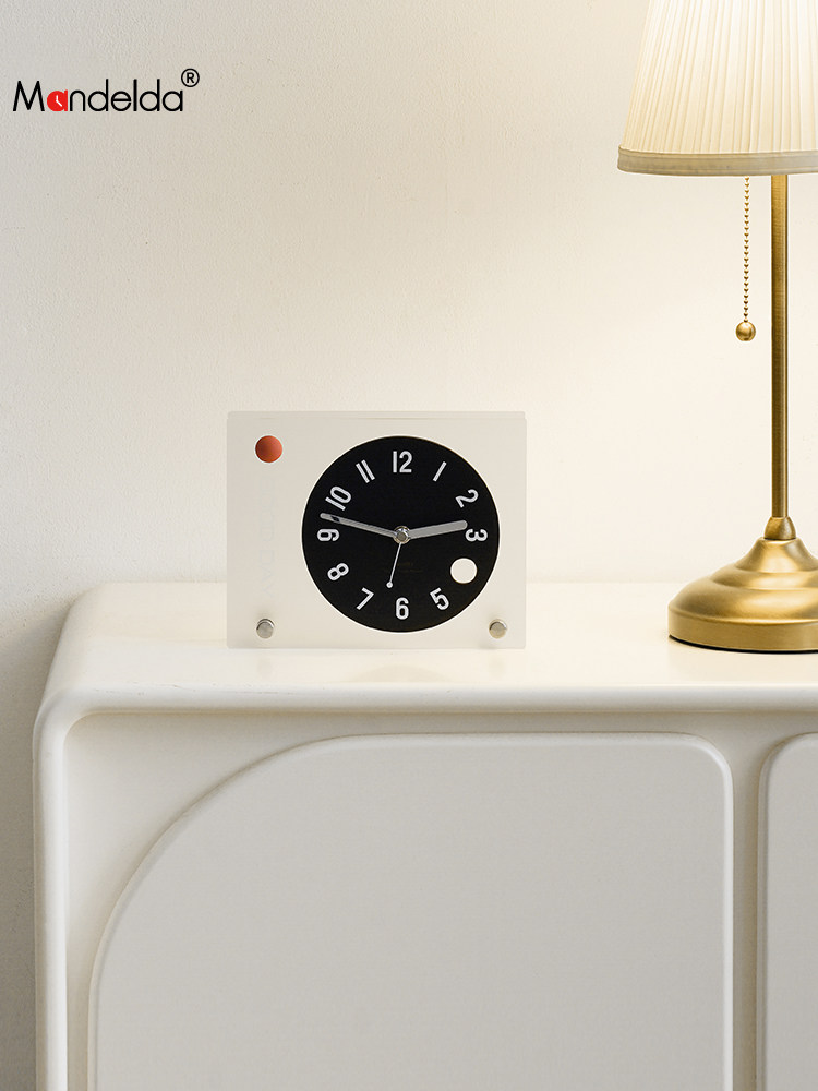 Mandelda创意简约桌面摆件客厅卧室台式座钟玄关电视柜时钟装饰品,淘宝优惠券,粉丝福利购,淘宝优惠卷