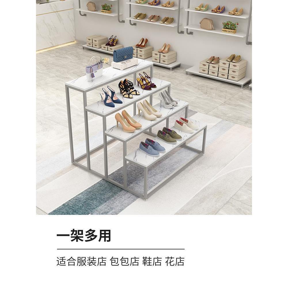 服装店中岛展示架鞋架高低阶梯式长方形展示台创意仿大理石流水台 - 图1