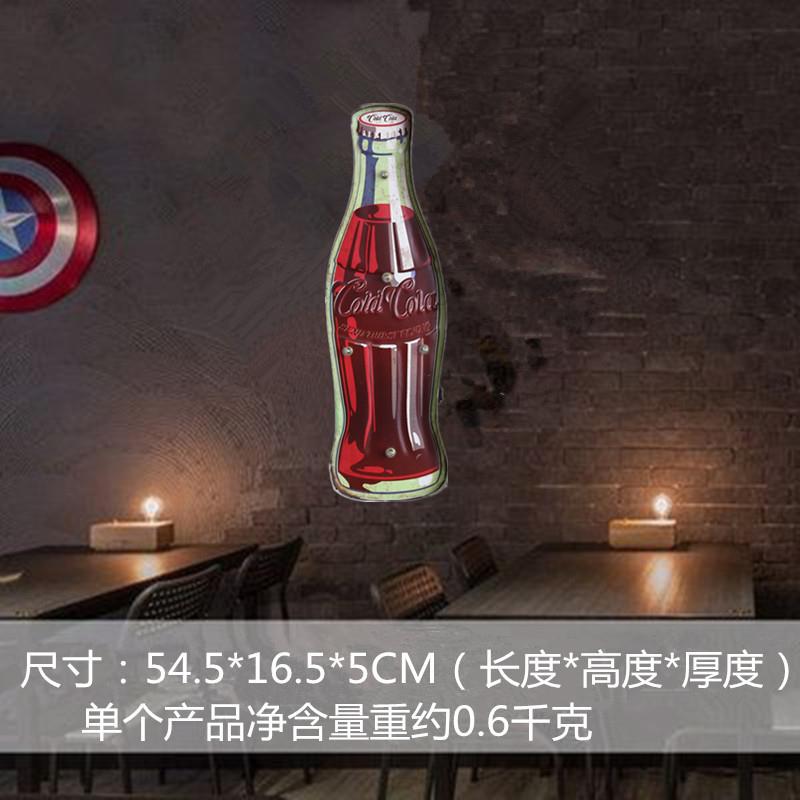 新款可乐造型复古摇滚重金属元素铁艺LED灯壁饰 酒吧咖啡厅装饰 - 图0