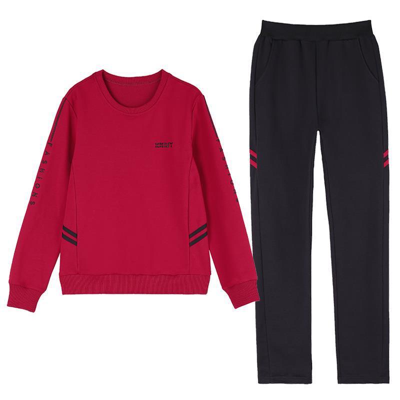 中年女休闲套装秋季新款大码卫衣网红时尚跑步运动服洋气时髦女装-图3