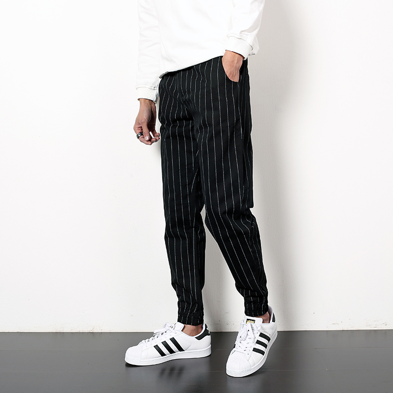 black and white vertical striped pants mens