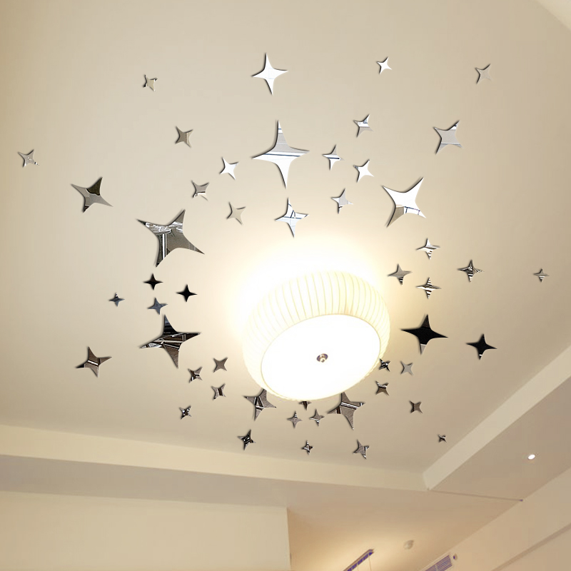 Buy Stars 3d Reflective Mirror Dimensional Wall Stickers