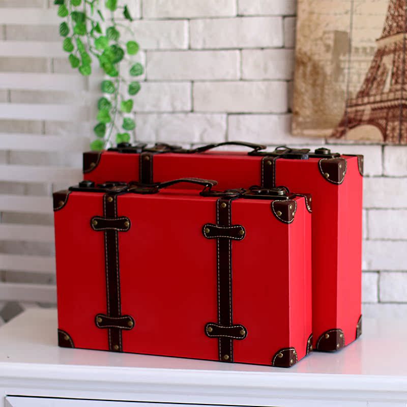 red vintage suitcase