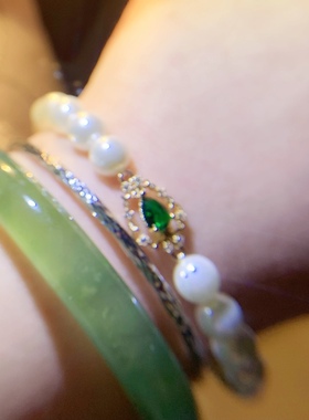 复古美国抛光手串蕾丝天然珍珠