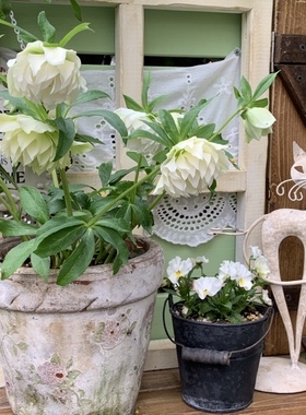 法式做旧铁艺工具架花仙堂摆件