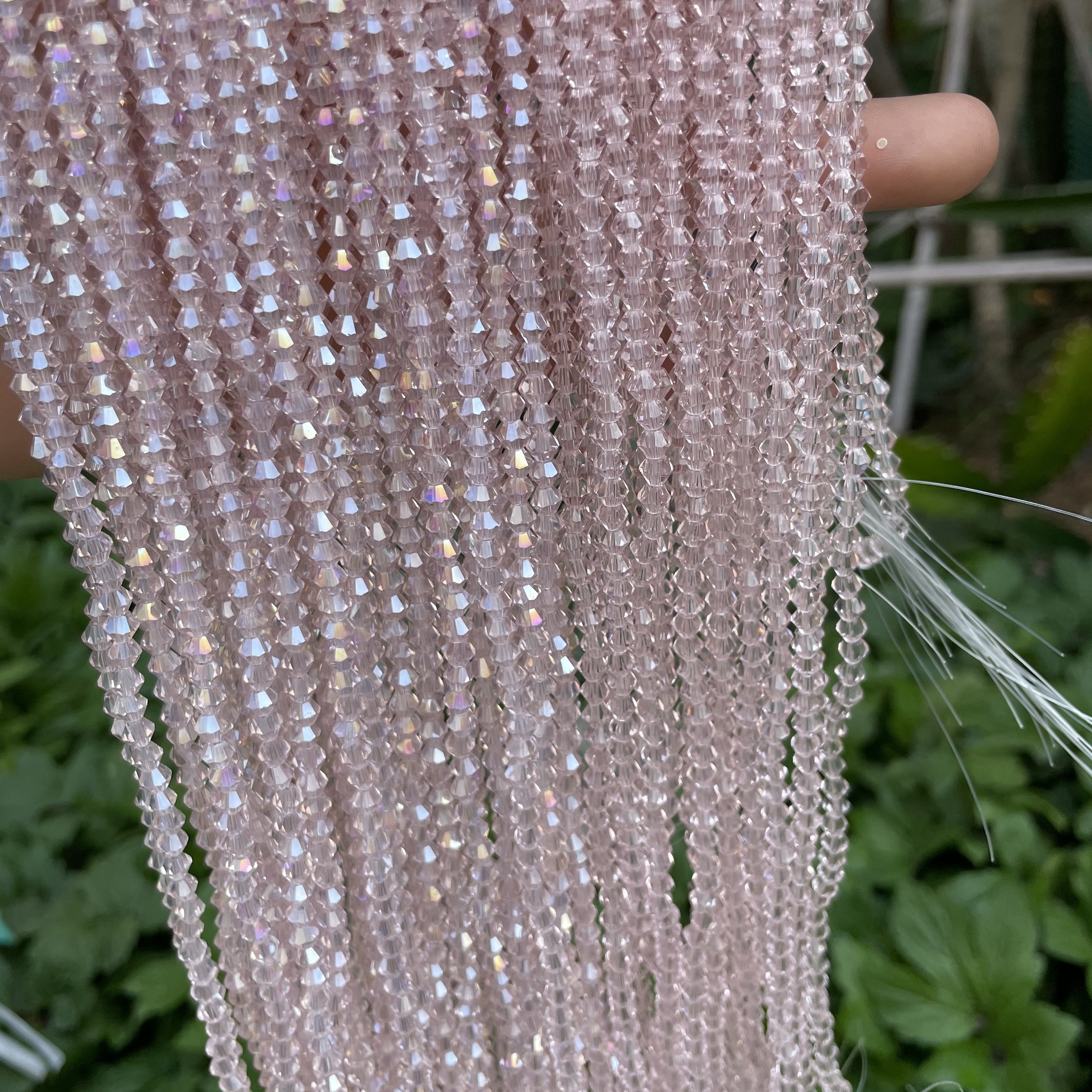 4mm粉红色菱形水晶珠双尖高亮玻璃珠DIY饰品散珠手缝珠子手工材料,淘宝优惠券,粉丝福利购,淘宝优惠卷