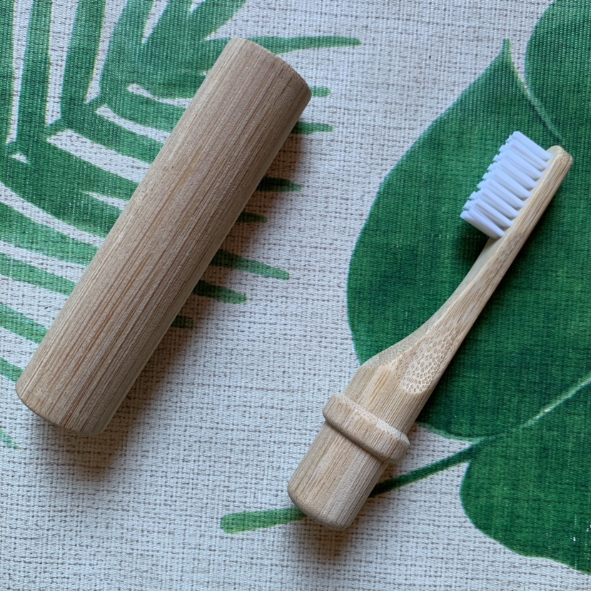 Bamboo toothbrush 便携式带桶 木刷竹牙刷 zhuyashua - 图0