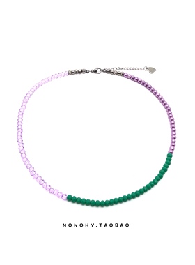 BTS 防弹少年团金泰亨泰妍同款多彩水晶项链锁骨圈紫粉绿米choker
