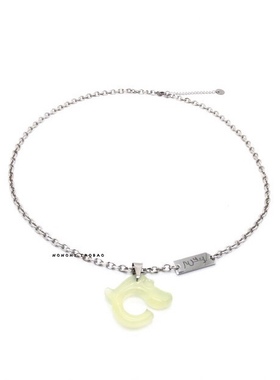 力丸同款龙头玉石雕刻嘻哈风项链