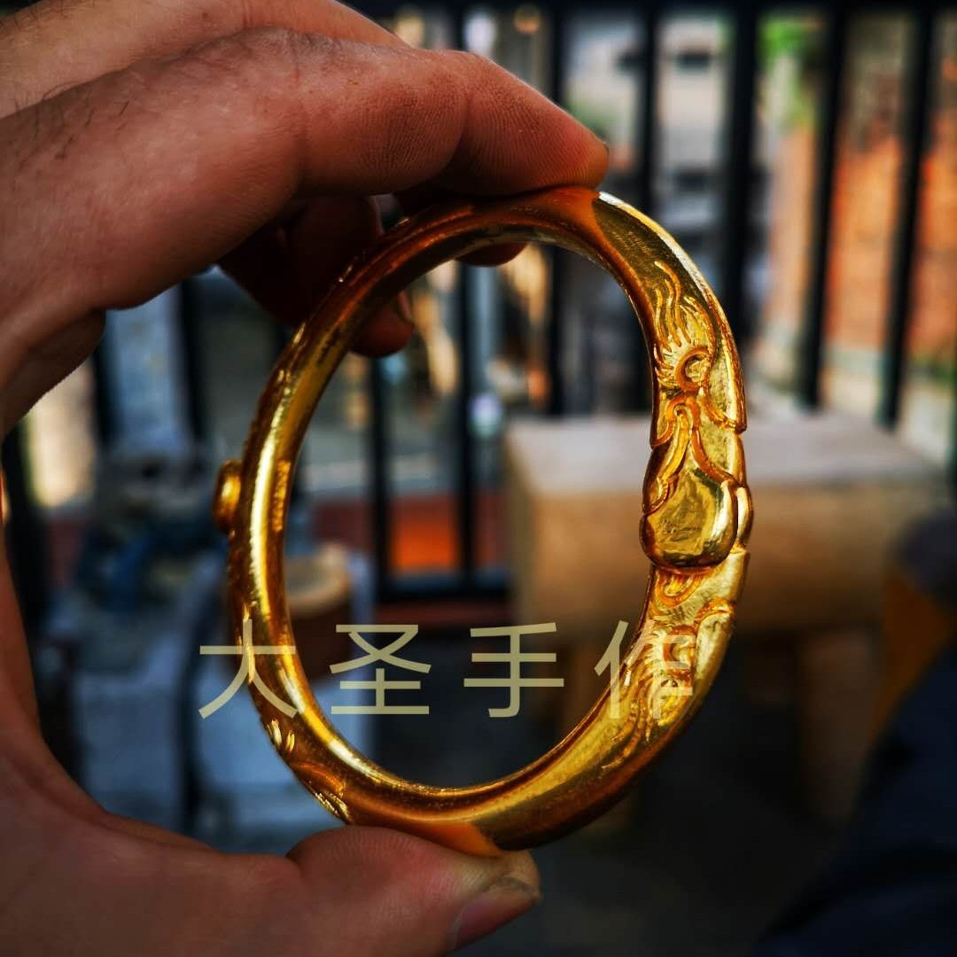 大圣手作纯金来料加工大鹰手镯印第安手镯黄金加工高桥金鹰手镯 - 图0