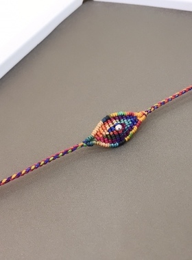 手工编端午彩绳迷幻彩色恶魔之眼个性手绳