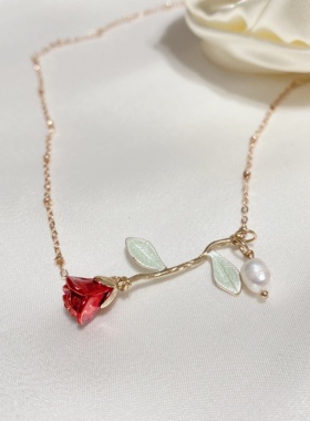 小王子的玫瑰花18K包金项链