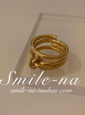 韩国进口小众设计师银丝打结戒指