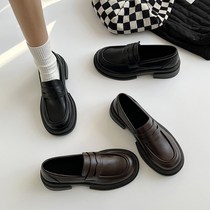 Lefoe shoes women 2023 Spring autumn new thick bottom Inn wind small leather shoes exploits work One foot pedal single shoe