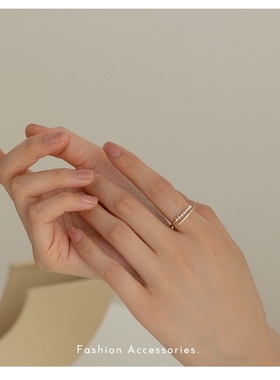 珍珠戒指女时尚个性食指指环ins