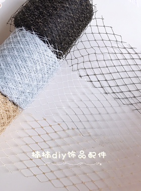 diy菱角大渔网纱发夹丝带蝴蝶结
