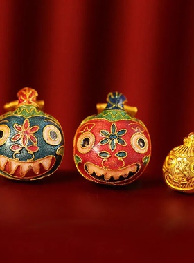 diy古法烧蓝吞金兽铃铛手链吊坠