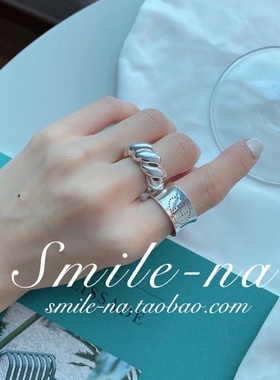 韩国进口设计款纯银凹面字母戒指