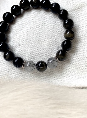 招财男士天然水晶节日手链