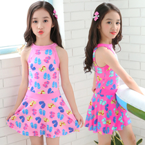 Children Swimsuit Girl Han Version Conjoined Princess Dresses Cute Student Swimsuit Warm Ssprings CUHK Tong Student Swimming