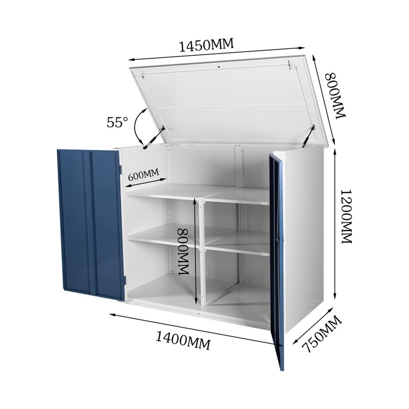 钢板柜阳台收纳柜庭院储物t柜花园工具柜垃圾桶收纳柜洗衣机保护 - 图0