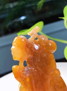 一博珊福寿星公 糖色料满花精工雕刻高大上       77*38*10mm