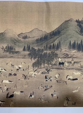陈居中 群臣洗马图 古代书法绘画作品长卷 装饰国画 微喷复制品
