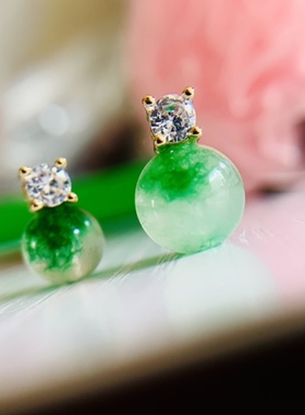 钻石天然翡翠飘花戴妃款吊坠项链