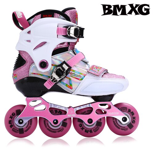 儿童花式碳纤维平花鞋BMXG疯子家族男女儿童溜冰鞋调码旱冰花样鞋 - 图3