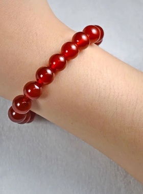 红黑色天然玛瑙手链女