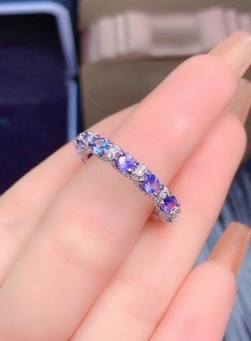 纯银项链坠两用款天然坦桑石戒指