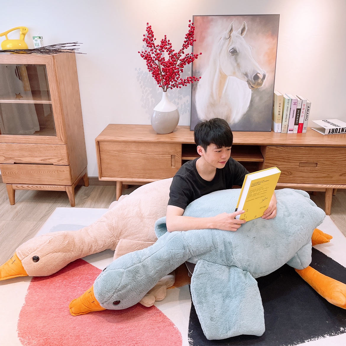 可爱大白鸭毛绒玩具大白鹅玩偶床上睡觉夹腿抱枕男女生陪睡娃娃 - 图2