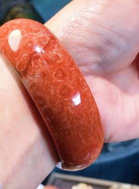 一博珊福精品天然珊瑚玉牛血红手镯女