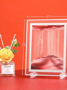 创意流沙画流动山水意境沙漏摆件3D立体装饰画办公室客厅茶桌装饰