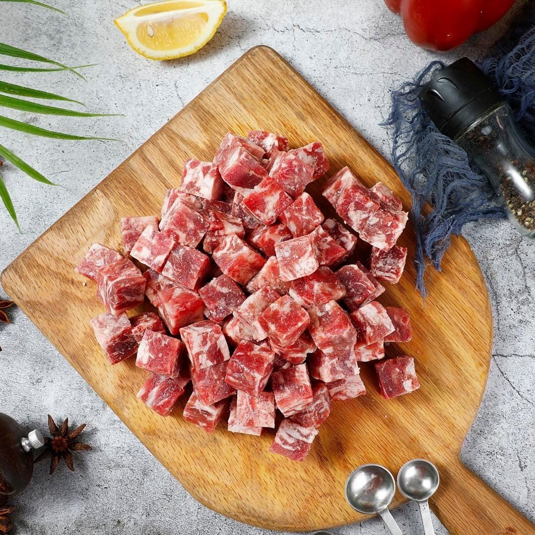 绿泰牛肉粒冷冻生鲜雪花牛肉块生制调理牛肉烤肉煎炸自助食材2斤