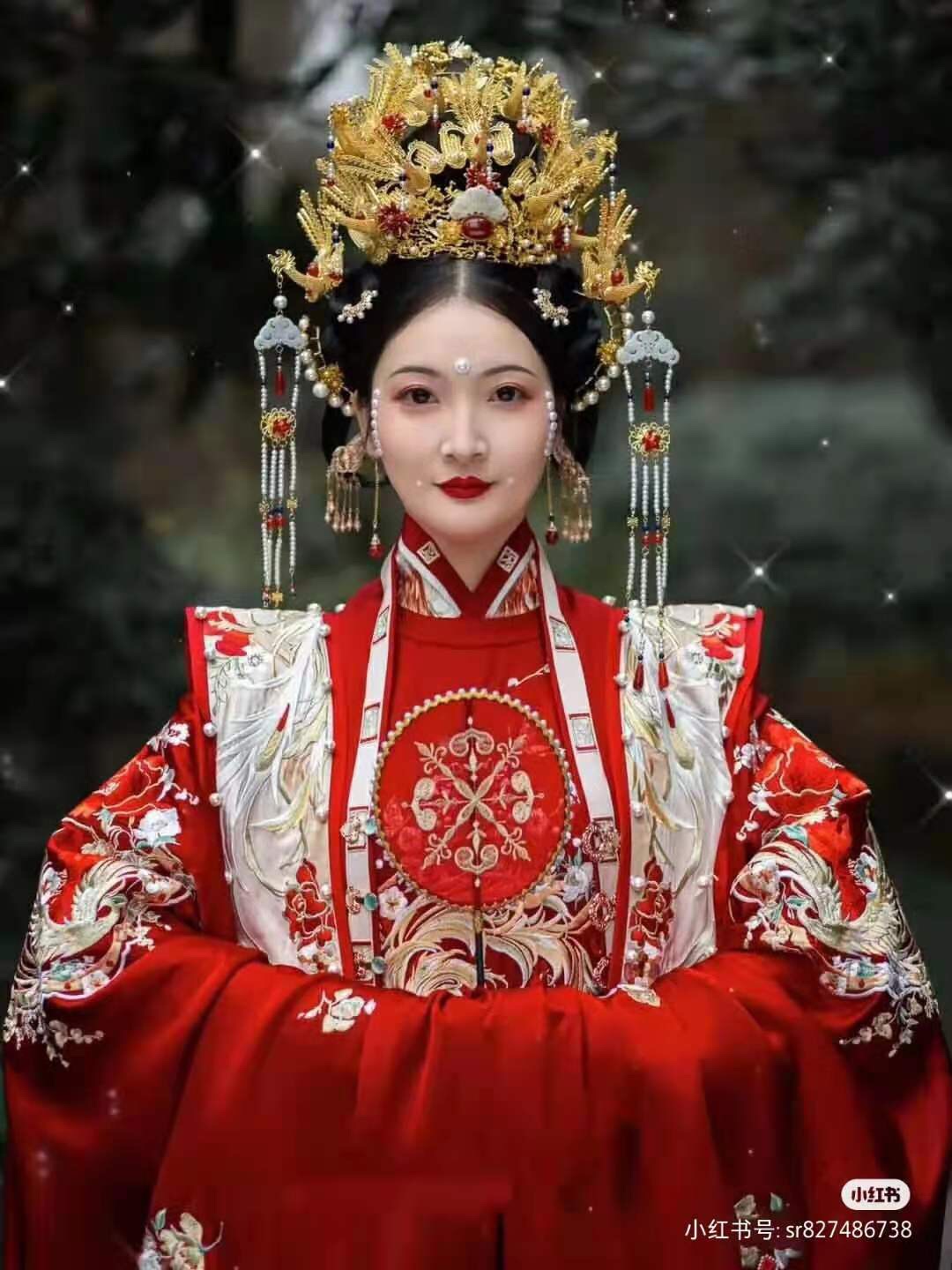 出租明制汉服婚服凤冠霞帔嫁衣十三余结婚鸾凤和鸣马面裙定制租赁 - 图1