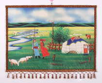 Mongolian felt painting Inner Mongolia handicraft Mongolia ethnic characteristics wool colored felt painted prairie love hanging and painting scalding