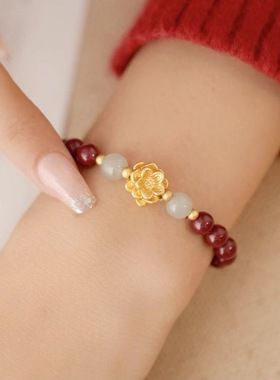 新款莲花手链转运珠仿朱