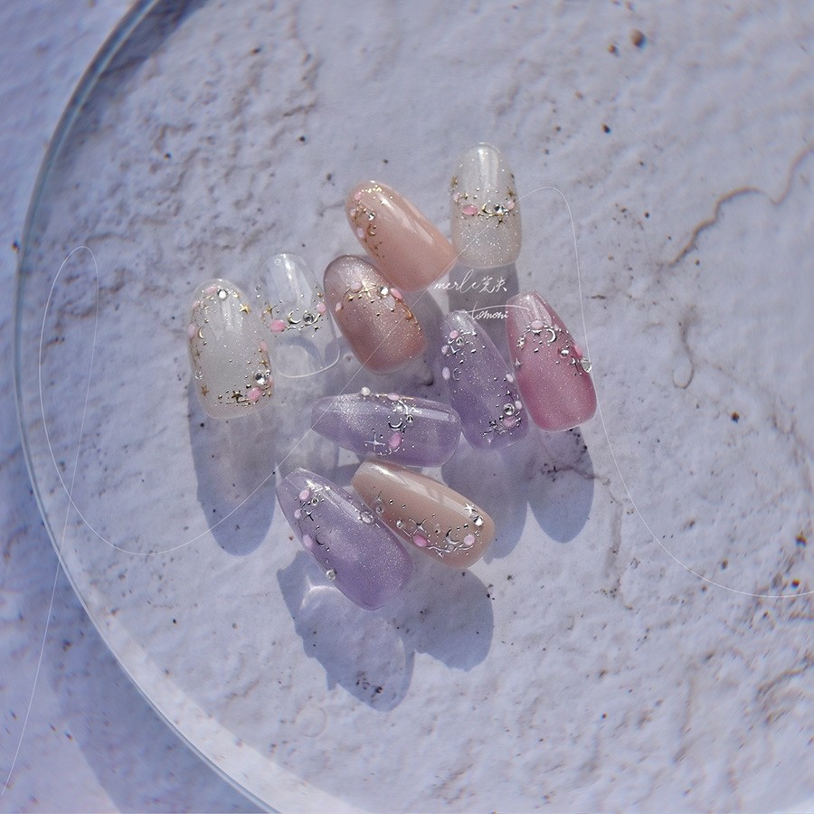 烫金法式美甲贴纸水晶星星月亮繁星璀璨银河系仙女清透指甲贴饰品,淘宝优惠券,粉丝福利购,淘宝优惠卷