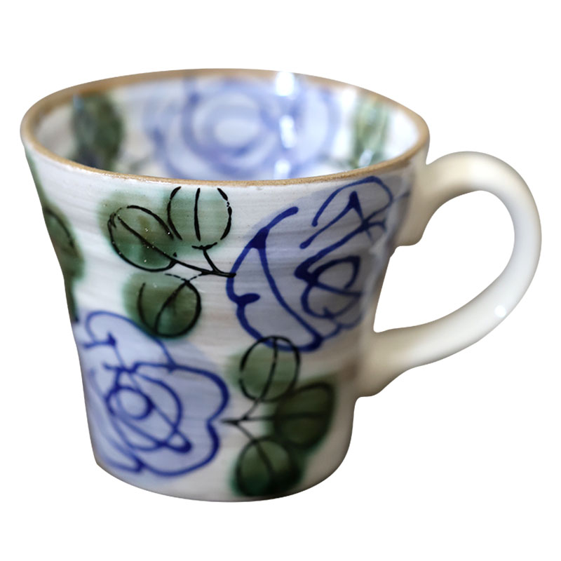 日本进口美浓烧少女心杯子陶瓷手绘对杯玫瑰花朵日式茶杯粉引水杯