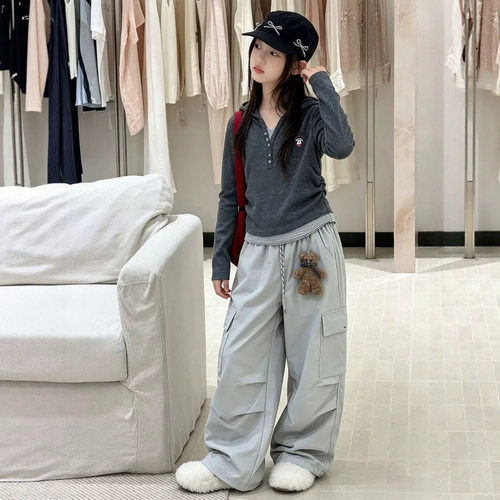 bora韩版女童时髦洋气套装春秋款2024儿童长袖连帽网红休闲两件套 - 图0