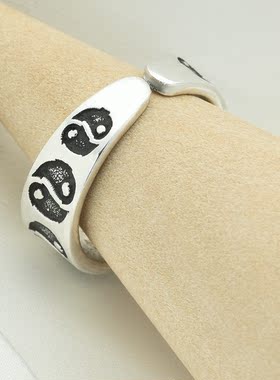 999纯银饰品戒指民族风太极阴阳足银指环文艺古法男女小众开口