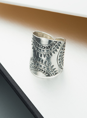 925纯银饰品戒指泰银太阳神复古指环文艺古法男女款复古开口民族