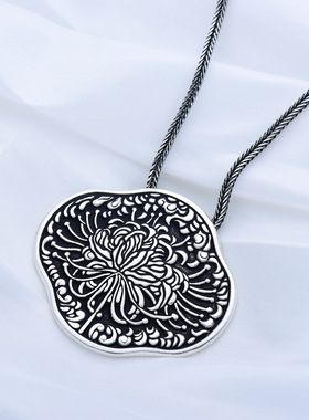 曼殊沙华文艺项坠银饰品纯银