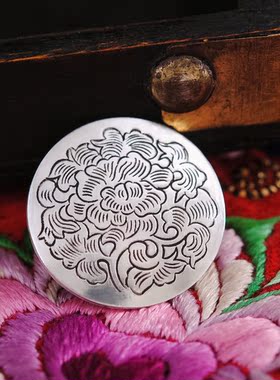 990纯银吊坠足银项坠牡丹花文艺坠子挂件古风汉服项链配饰男女