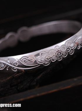 儿童饰品复古风纯银手镯送小朋友