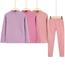 2023 autumn and winter new half high collar Develvet autumnilylady moms warm and thickened long sleeves lingerie two sets